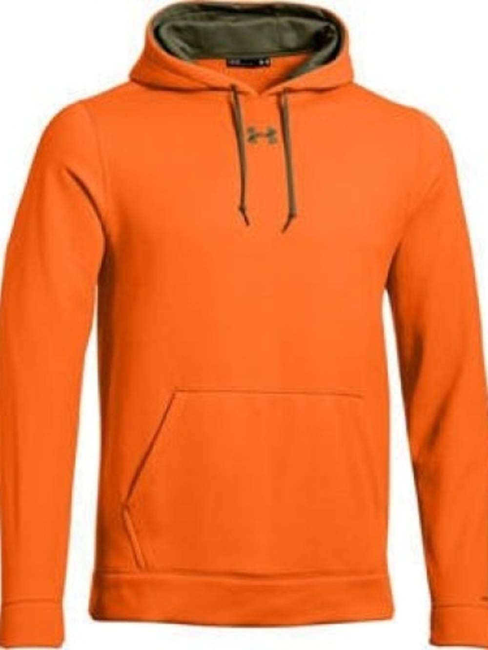 NEW Under Armour Men’s Orange Pullover Hoodie with Olive Lining SIZE L Storm1
